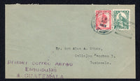 GUATEMALA - 1926 - PIONEER AIRMAILS: First Flight cover franked with 1924 50c carmine pink and 1p blue green 'Litho' issue (SG 197/198) tied by ESQUIPULAS cds dated 3 AUG 1926. Flown on the ESQUIPULAS - GUATEMALA CITY inaugural flight with three line 'Primer correo aereo Esquipulas a GUATEMALA' cachet in purple. GUATEMALA CITY arrival cds on reverse. A rare flight only 140 covers carried. (Muller #4a, Goodman #AM5b)  (GUA/33928)