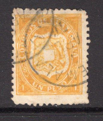 GUATEMALA - 1873 - CLASSIC ISSUES: 1p yellow 'Litho' issue a fine used copy with GUATEMALA cds dated APR 1876. (SG 6)  (GUA/35212)
