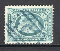 GUATEMALA - 1875 - CANCELLATION: ½r blue green 'Liberty Head' issue used with fine strike of LARGE NUMERAL '6' of QUEZALTENANGO in blue. (SG 10)  (GUA/36508)
