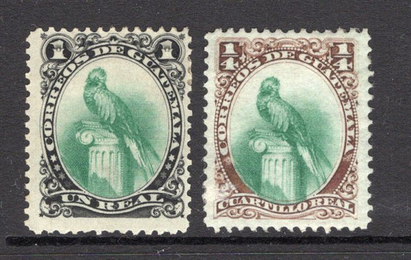 GUATEMALA - 1879 - QUETZAL ISSUE: ½r green & brown and 1r green & black first 'Quetzal' issue, the pair fine mint. (SG 15/16)  (GUA/36510)