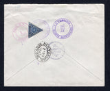 GUATEMALA - 1947 - OFFICIAL MAIL & REGISTRATION: Registered OFFICIAL cover with printed 'Direccion General de Correos Y Telecomunicaciones Guatemala' at top franked on reverse with single 1929 25c blue 'Triangular' OFFICIAL issue (SG O245) tied by CENTRAL DE CERTIFICADOS GUATEMALA cds dated 27 FEB 1947 with boxed registration marking on front and official cachets in black on front & reverse. Sent airmail to USA with transit & arrival marks on reverse.  (GUA/40050)