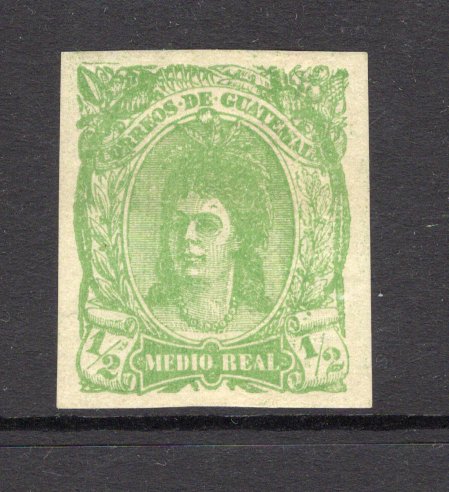GUATEMALA - 1878 - INDIAN WOMAN ISSUE: ½r yellow green 'Indian Woman' issue a fine mint IMPERF single. (SG 11a)  (GUA/4423)