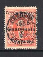 GUATEMALA - 1886 - RAILWAY BOND ISSUE: 100c on 1p vermilion 'Railway Bond' issue with variety GUATEMALA IN THICK LETTERS a superb used copy with central CORREOS GUATEMALA cds. (SG 29d)  (GUA/4449)