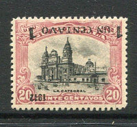 GUATEMALA - 1912 - VARIETY: 1c ob 20c black & claret a fine mint copy with variety OVERPRINT INVERTED. (SG 146a)  (GUA/4522)