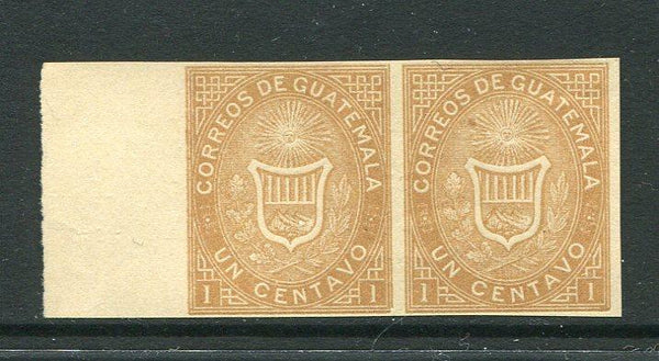 GUATEMALA - 1871 - CLASSIC ISSUES: 1c ochre buff a fine marginal IMPERF pair unused. (SG 1a)  (GUA/9331)