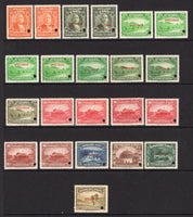 HAITI - 1933 - SPECIMENS: 'Pictorial' DEFINITIVE issue the set of thirteen, each stamp overprinted 'SPECIMEN' with small hole punch including 2 x 3c orange, 2 x 3c grey olive, 8 x 5c green in varying shades and 6 x 10c carmine in varying shades showing the different printings of each stamp with a different type of 'SPECIMEN' overprint, twenty two stamps in total. Very fine. Ex ABNCo. Archive. (SG 312/324)  (HAI/35786)