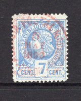HAITI - 1882 - CANCELLATION: 7c ultramarine on greyish PERFORATED 'Liberty Head' issue a fine used copy with light strike of AGENCIA POSTAL NACIONAL COLON cds (of Panama) in red dated 5 MAY 1888. Very unusual. (SG 18)  (HAI/39965)
