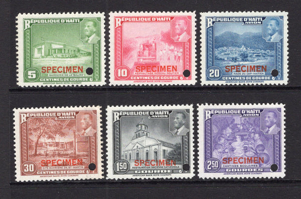 HAITI - 1953 - SPECIMENS: 'President Magaloire' PICTORIAL issue the set of six overprinted 'SPECIMEN' with small hole punch. Very fine. Ex ABNCo. Archive. (SG 462/467)  (HAI/40332)