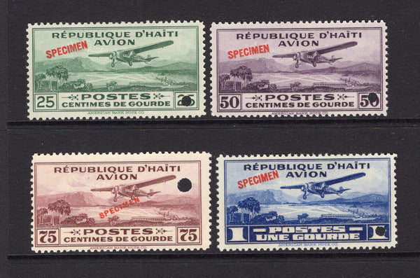 HAITI - 1929 - SPECIMENS: AIRMAIL issue the set of four, each stamp overprinted 'SPECIMEN' with small hole punch. Very fine. Ex ABNCo. Archive. (SG 306/309)  (HAI/40534)