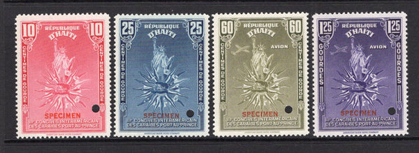 HAITI - 1941 - SPECIMENS: 'Third Inter-American Caribbean Conference' issue the set of four overprinted 'SPECIMEN' with small hole punch. Very fine. Ex ABNCo. Archive. (SG 339/342)  (HAI/40536)