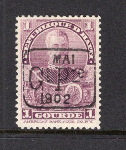 HAITI - 1902 - PROVISIONAL GOVERNMENT ISSUE: 1g mauve 'Simon Sam' issue with 'MAI GT PRE 1902' overprint, a fine mint copy. (SG 84)  (HAI/41566)