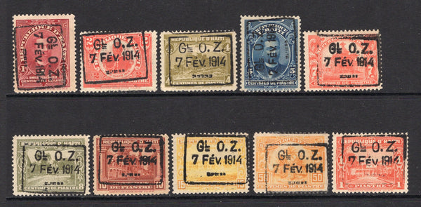 HAITI - 1914 - PROVISIONAL ISSUE: Second 'Pictorial' issue with 'GL O. Z. 7 FEV 1914' overprints, the set of ten fine mint. (SG 196/205)  (HAI/5252)