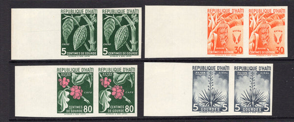 HAITI - 1951 - VARIETY: 'National Products' issue the set of four in fine IMPERF PAIRS. Scarce. (SG 456/459)  (HAI/5288)