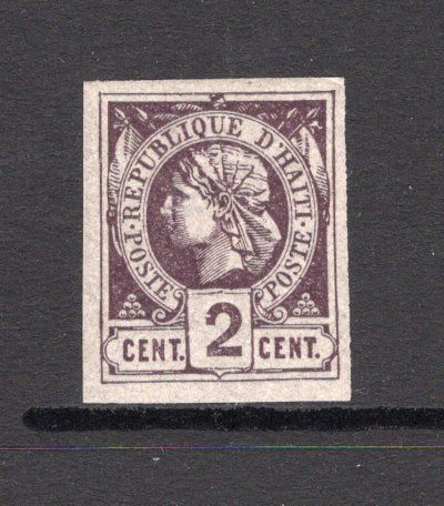 HAITI - 1881 - CLASSIC ISSUES: 2c purple on greyish 'Liberty Head' issue a fine mint copy, full O.G. four large margins. (SG 2a)  (HAI/5300)