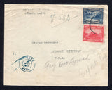 HAITI - 1933 - REGISTRATION & CANCELLATION: Cover franked with 1933 10c rose carmine & 25c blue (SG 318 & 321) tied by dumb 'semi circle' cancel with fine PILATE cds in blue alongside. Addressed to USA with manuscript 'No. 684' registration marking. Various transit and arrival marks on reverse. A very scarce origination for registered mail.  (HAI/9582)