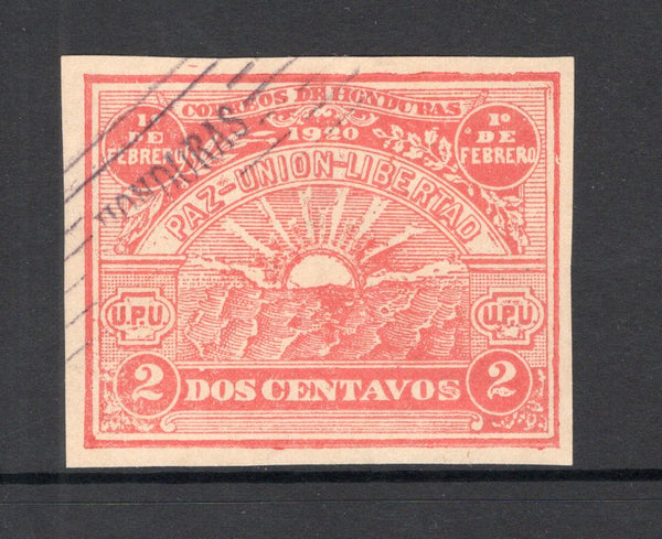HONDURAS - 1920 - COMMEMORATIVES: 2c red 'Assumption of Power by General Gutierrez'  issue (Large type) IMPERF fine used. (SG 209 Variety)  (HON/1200)