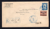HONDURAS - 1929 - PROVISIONAL ISSUE: Registered cover franked with 1924 10c blue and 1927 6c on 20c brown (SG 218 & 245) tied by fine CERTIFICADO LA CEIBA HONDURAS cds's with nice boxed LA CEIBA registration marking alongside. Addressed to USA with transit & arrival marks on reverse.  (HON/2176)
