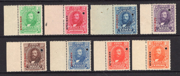 HONDURAS - 1903 - DEFINITIVE ISSUE: 'Guardiola' issue the set of eight all with 'SPECIMEN' overprint and small hole punch. Ex ABNCo. archive. (SG 118/125)  (HON/24200)