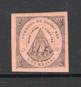 HONDURAS - 1866 - CLASSIC ISSUES & VARIETY: 2r black on rose, a fine mint copy showing variety 'LOS' FOR 'DOS'. (SG 2)  (HON/30241)