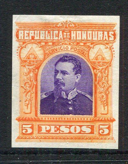 HONDURAS - 1890 - SEEBECK ISSUES & PROOF: 5p orange & purple BOGRAN 'Seebeck' issue a fine IMPERF COLOUR TRIAL PROOF on thin white paper. (As SG 51)  (HON/5107)