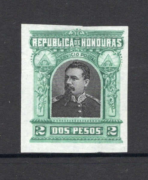 HONDURAS - 1891 - PROOF: 2p green & black 'Bogran' SEEBECK issue a fine IMPERF COLOUR TRIAL PROOF in unissued colours on thin white paper. (As SG 67)  (HON/5543)