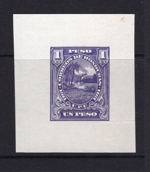 HONDURAS - 1911 - PROOF: 1p violet STEAMSHIP issue printed by 'Hass Bank Note Engraving Co N.Y.' a fine DIE PROOF on large piece of white paper in unissued colour. Scarce. (As SG 147)  (HON/5544)