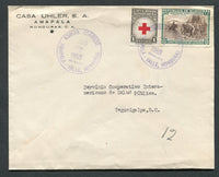 HONDURAS - 1954 - CANCELLATION & ISLAND MAIL: Cover franked with 1952 8c green & brown & 1945 1c TAX issue (SG 501 & 456a) tied by ADMON CORREOS AMAPALA VALLE ENCOMIENDAS cds with second strike alongside (Bay Islands P.O.). Addressed to TEGUCIGALPA with arrival cds on reverse.  (HON/9889)