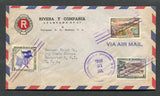 HONDURAS - 1958 - SIGNATURE CONTROLS: Airmail cover franked with 1953 1c ultramarine & black (SG 523) with complete small 'R Estrada S' SIGNATURE CONTROL marking of 'Francisco Morazan' province plus 1956 3c & 8c without overprints (SG 553 & 556) all tied by 'Lines' cancel with TEGUCIGALPA cds alongside. Addressed to USA.  (HON/9915)