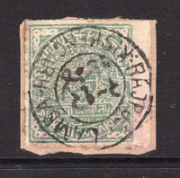 INDIAN STATES - KISHANGARH - 1899 - CLASSIC ISSUES: ½a green, imperf fine used on small piece with fine RAJ POST LAMBA cds dated native manuscript. (SG 9)  (IND/11160)