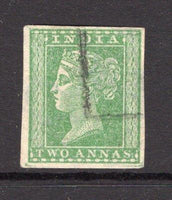 INDIA - 1854 - CLASSIC ISSUES: 2a bluish green QV issue, a fine used four margin copy. (SG 31)  (IND/12607)