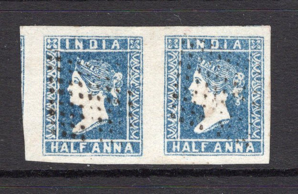 INDIA - 1854 - CLASSIC ISSUES: 1a pale blue QV issue 'Die 1', a superb lightly used pair with huge margins all round. Exceptional quality. (SG 3)  (IND/12612)