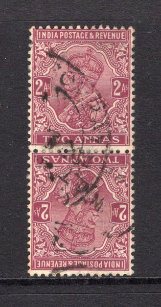 INDIA - 1926 - VARIETY: 2a purple GV issue, a very fine cds used TETE BECHE PAIR. (SG 206a)  (IND/12631)