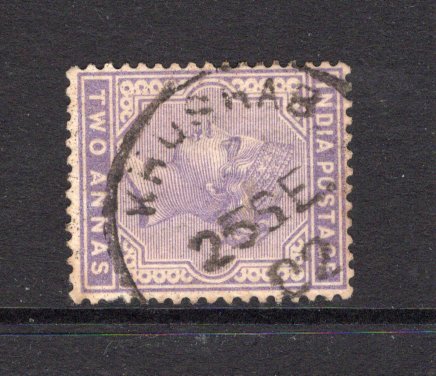 INDIA - 1900 - CANCELLATION: 2a mauve QV issue used with good strike of KHUSHAB cds dated 25 SEP 1902. Khushab was a town in the disputed area between Afghanistan & Iran after the Anglo-Persian War. (SG 117)  (IND/12669)