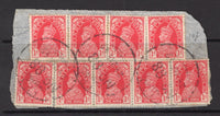 INDIA - 1942 - CANCELLATION & MILITARY: 1a carmine GVI issue nine copies used on piece with three strikes of Indian 'F.P.O. No. 88' cds dated 29 MAR 1942 located at MASSAWA in ERITREA. (SG 250)  (IND/12678)