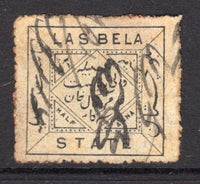 INDIAN STATES - LAS BELA - 1901 - LAS BELA - NATIVE ISSUE: ½a black on pale grey thick paper, a fine used copy with manuscript cancel. Small thin on reverse. (SG 6)  (IND/12810)