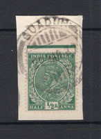 INDIA - 1932 - INDIA USED IN OMAN: ½a green GV issue of India, a fine top marginal copy used on piece with fine complete strike of GUADUR cds dated 22 MAR 1937. Scarce. (SG 232)  (IND/13071)