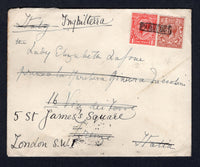 INDIA - 1932 - MARITIME MAIL: Cover with printed 'Canadian Pacific Steamship Lines' imprint on flap franked with Great Britain 1924 1d scarlet and 1½d red brown GV issue (SG 419/420) tied by small boxed 'PAQUEBOT marking with BOMBAY S.P. originating cds on reverse. Addressed to ITALY and redirected to UK with Italian transit cds on reverse.  (IND/20266)