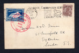 INDIA - 1924 - EVEREST EXPEDITION MAIL: Illustrated 'Mount Everest Expedition 1924' PPC franked on message side with 1911 1½a chocolate GV issue (SG 165) tied by CALCUTTA BRITISH EMPIRE EXHIBITION slogan cancel with blue 'Mount Everest Expedition' CINDERELLA label alongside tied by MT EVEREST EXPEDITION RONGBUK GLACIER BASE CAMP cds in red. Addressed to UK.  (IND/20268)