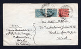 INDIA - 1954 - INDIA USED IN NEPAL: Cover franked with India 1949 pair 1a turquoise and 2a carmine (SG 312/313) tied by INDIAN EMBASSY (NEPAL) cds's. Addressed to USA with KATHMANDU transit cds on reverse.  (IND/21530)