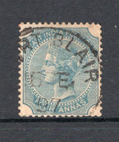 INDIA - 1897 - INDIA USED IN THE ANDAMAN ISLANDS: 4a blue green QV issue used with good part strike of PORT BLAIR cds dated 1897. A scarce cancel. (SG 71)  (IND/23629)