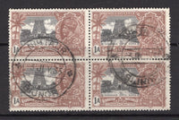 INDIA - 1935 - CANCELLATION: 1a black & brown GV 'Silver Jubilee' issue, a fine block of four used with two strikes of NIHTAUR BIJNOR cds dated 23 JUL 1935. (SG 242)  (IND/24473)