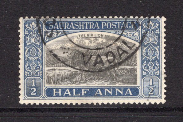 INDIAN STATES - SORUTH - 1929 - CANCELLATION: ½a black & deep blue used with good part strike of undated VADAL cds. (SG 50)  (IND/24480)