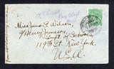 INDIA - 1899 - RAILWAYS: Cover franked with single 1892 2a 6p yellow green QV issue (SG 103) tied by good strike of MIRAJ-RY STN cds dated 7 AP 1899. Addressed to USA with transit & arrival marks on reverse.  (IND/29500)