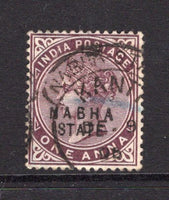 INDIAN STATES - NABHA - 1885 - CANCELLATION: 1a plum QV issue used with fine strike of small KANTI squared circle cds dated DEC 9 1896. (SG 17)  (IND/37483)