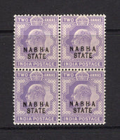INDIAN STATES - NABHA - 1903 - MULTIPLE: 2a mauve EVII issue, a fine mint block of four. (SG 40a)  (IND/37488)
