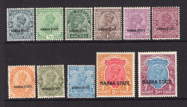 INDIAN STATES - NABHA - 1927 - GV ISSUE: GV definitive issue, the set of eleven fine mint. (SG 60/72)  (IND/37491)