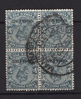 INDIAN STATES - NABHA - 1927 - CANCELLATION: 3p slate GV issue, a fine used block of four with MANDI ATELI BEGPUR cds dated 14 JUL 1932. (SG 60)  (IND/37492)