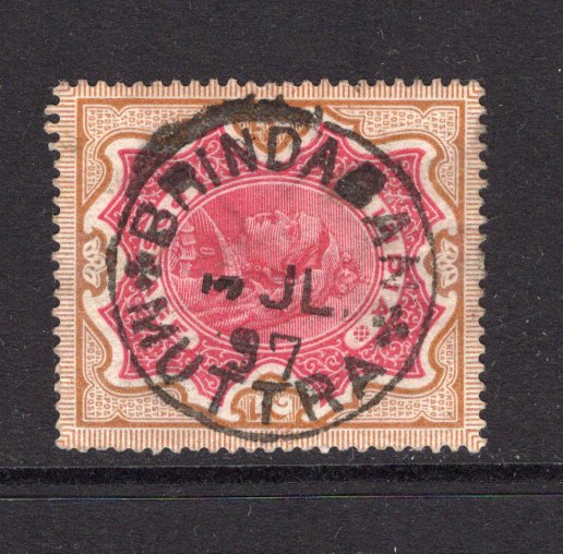 INDIA - 1895 - CANCELLATION: 2r carmine & yellow brown QV issue used with fine central strike of BRINDABAN MUTTRA cds dated JUL 1897. (SG 107)  (IND/40695)