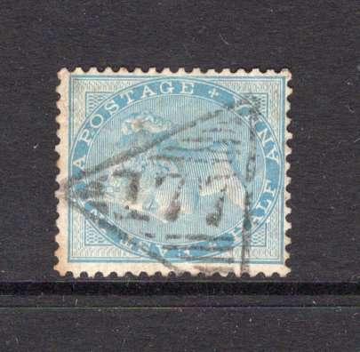 INDIA - 1865 - CANCELLATION: ½a pale blue QV issue used with good strike of numeral '177' in TRIANGLE of VEERAMGAUM. Uncommon. (SG 55)  (IND/41076)