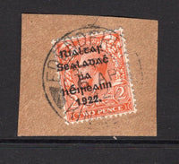 IRELAND - 1922 - PROVISIONAL ISSUE & CANCELLATION: 2d orange GV issue with 'Provisional Government of Ireland 1922' first THOM overprint in black (Die 1) tied on piece by EDENDERRY KINGS Co. cds dated 6 APR 1922. (SG 12)  (IRE/24586)